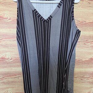 Black and white vertical striped sleeveless blouse in size XL